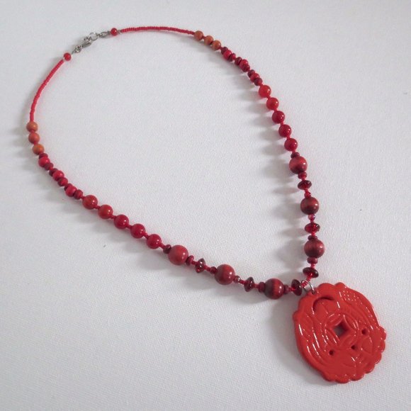 NWOT New OOAK New Red Pendant Necklace - Picture 1 of 5